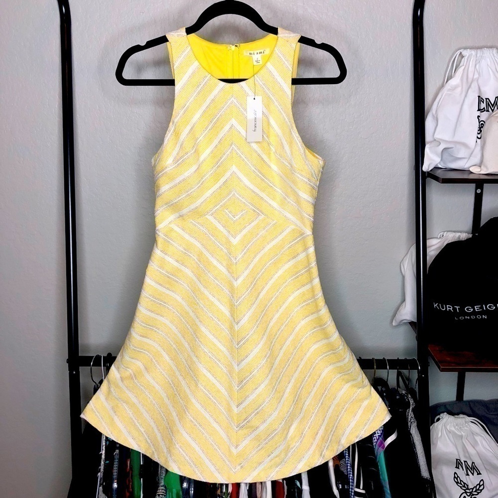 Francesca’s Miami Chevron Striped Metallic Fit n Flare Dress